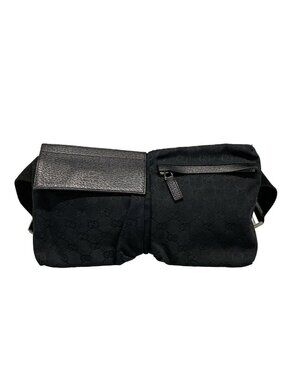 Gucci Waist Pouch GG Pattern Black Leather